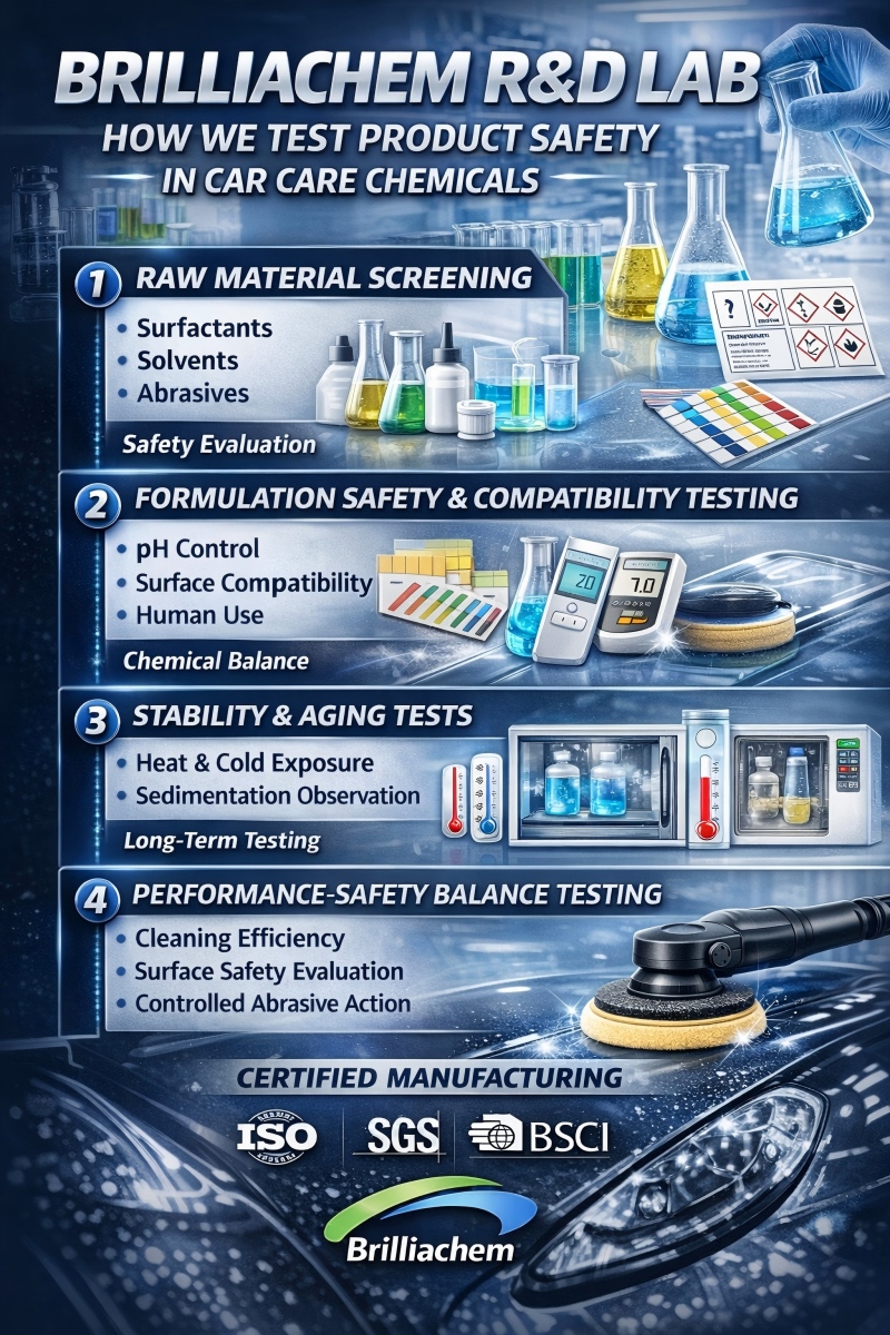 Brilliachem R&D Lab: Product Safety Testing for Car Care Chemicals